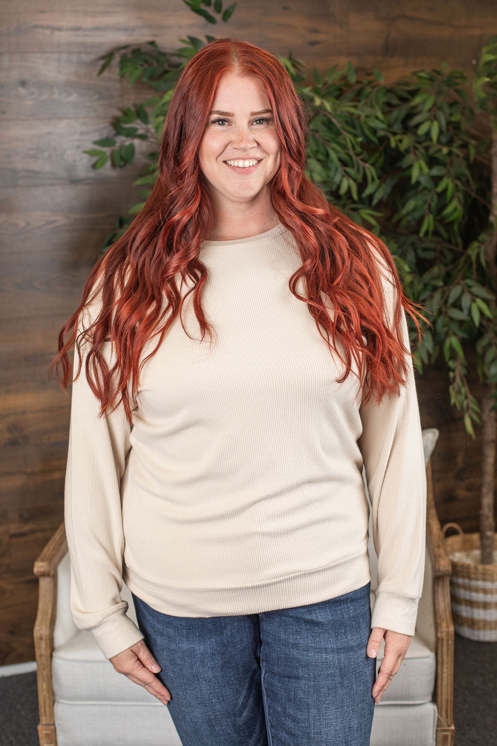 Michelle Mae Corrine Ribbed Pullover Top - Oatmeal FINAL SALE