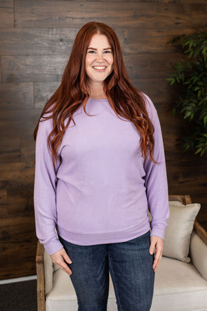 Michelle Mae Corrine Ribbed Pullover Top - Lavender FINAL SALE