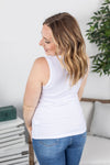 Michelle Mae Ava Tank- White - Ella Lane Meet Ava! She is your next go-to everyday tank! This tank has a micro ribbed
