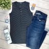 Michelle Mae Addison Henley Tank - Black w/White Stripes - Ella Lane Our is the softest base layering piece you’ll ever