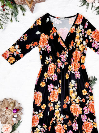 Taylor Dress - Black Fall Floral Mix FINAL SALE