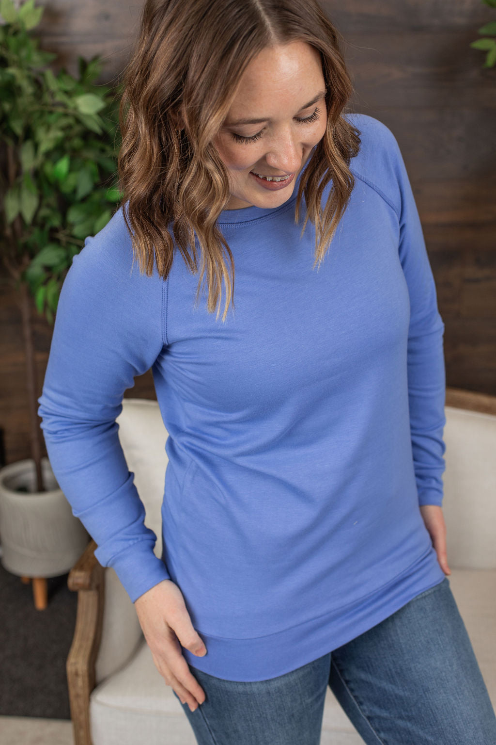 Michelle Mae Kayla Lightweight Pullover - Periwinkle