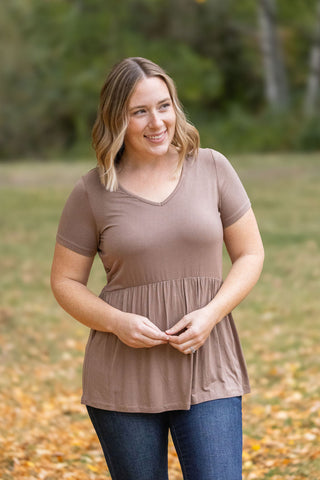 Sarah Ruffle Short Sleeve - Mocha