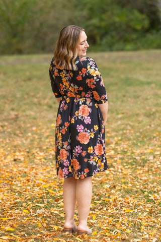 Taylor Dress - Black Fall Floral Mix