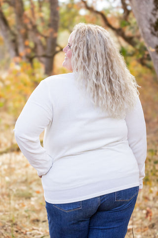 Harper Long Sleeve Henley - White FINAL SALE