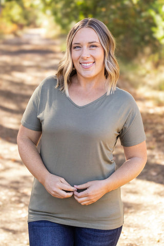 Chloe Cozy Tee - Olive FINAL SALE