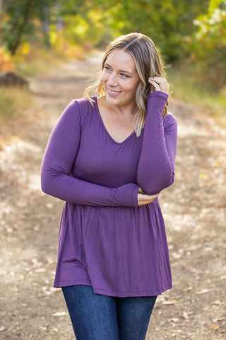 Long Sleeve Sarah Ruffle - Purple FINAL SALE