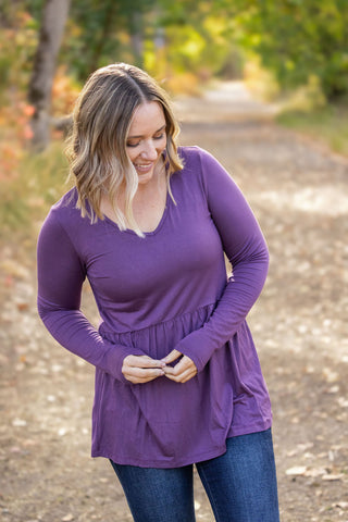 Long Sleeve Sarah Ruffle - Purple FINAL SALE