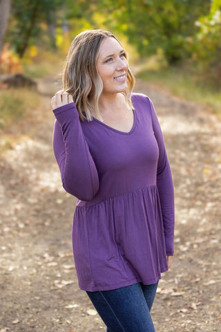 Long Sleeve Sarah Ruffle - Purple FINAL SALE