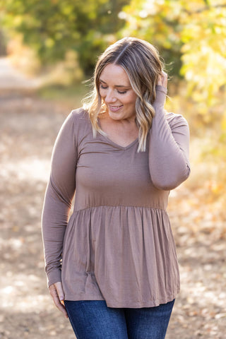 Long Sleeve Sarah Ruffle - Mocha FINAL SALE