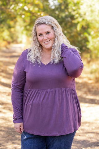 Long Sleeve Sarah Ruffle - Purple FINAL SALE