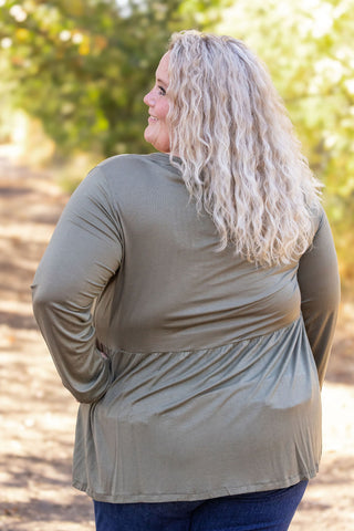 Long Sleeve Sarah Ruffle - Olive FINAL SALE