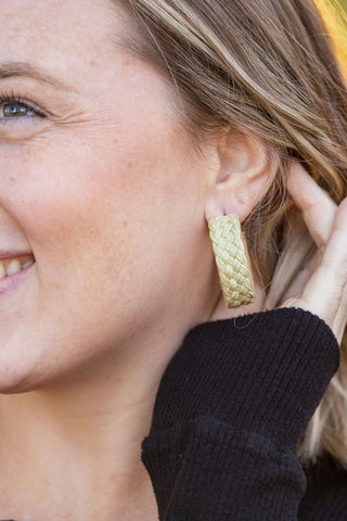 Braided Hoop Earrings- Tan