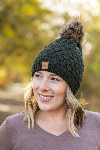 DB Knit Pom Beanie - Evergreen