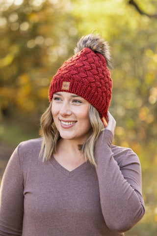 DB Knit Pom Beanie - Rust