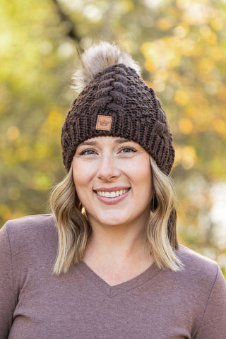 DB Knit Pom Beanie - Dark Brown