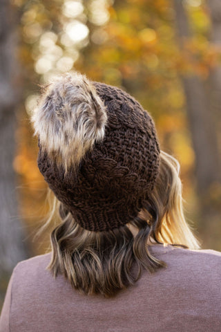 DB Knit Pom Beanie - Dark Brown