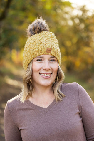 DB Knit Pom Beanie - Mustard