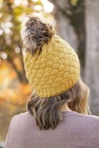 DB Knit Pom Beanie - Mustard