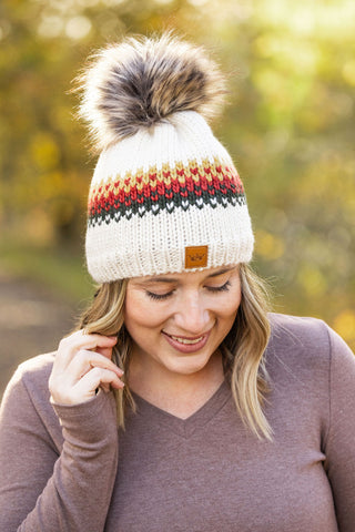 DB Ivory, Mustard, Rust and Olive Beanie