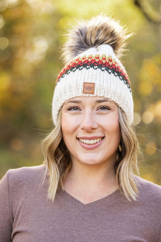 DB Ivory, Mustard, Rust and Olive Beanie