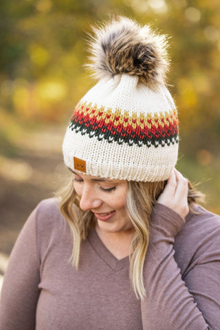 DB Ivory, Mustard, Rust and Olive Beanie