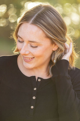 Beaded Dangle Earrings - Taupe