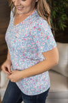Michelle Mae Sophie Pocket Tee - Blue and Pink Abstract