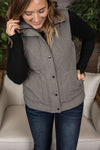 Michelle Mae Remy Zip Up Vest - Heathered Grey