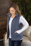 Michelle Mae Remy Zip Up Vest - Heathered Navy