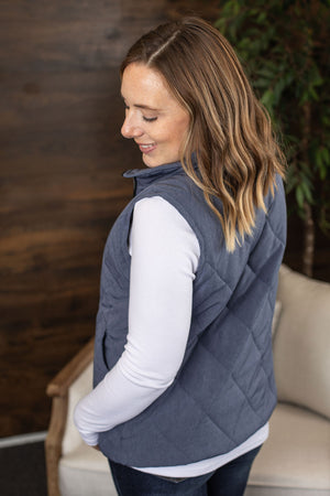 Michelle Mae Remy Zip Up Vest - Heathered Navy