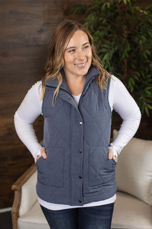 Michelle Mae Remy Zip Up Vest - Heathered Navy
