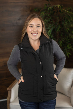 Michelle Mae Remy Zip Up Vest - Black
