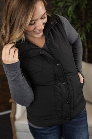 Michelle Mae Remy Zip Up Vest - Black