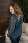 Michelle Mae Remy Zip Up Vest - Heathered Teal