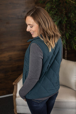 Michelle Mae Remy Zip Up Vest - Heathered Teal