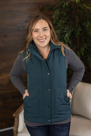 Michelle Mae Remy Zip Up Vest - Heathered Teal