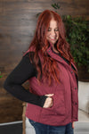 Michelle Mae Remy Zip Up Vest - Heathered Burgundy