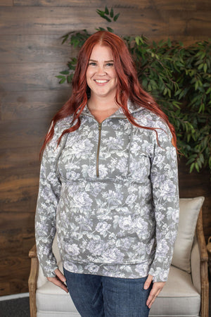 Michelle Mae Classic HalfZip Hoodie - Grey and Purple