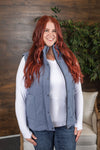 Michelle Mae Remy Zip Up Vest - Heathered Navy