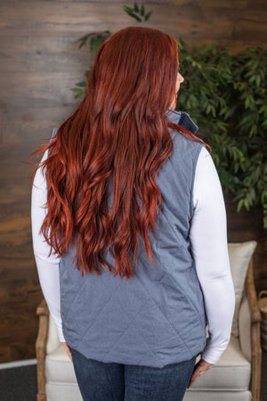 Michelle Mae Remy Zip Up Vest - Heathered Navy