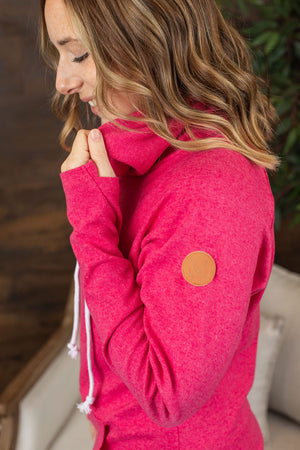 Michelle Mae Classic Funnel Neck Sweatshirt - Heathered Hot Pink