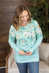 Michelle Mae Hailey Pullover Hoodie - Mint Floral Pattern Mix