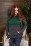 Michelle Mae Classic Halfzip Hoodie - Evergreen and Charcoal