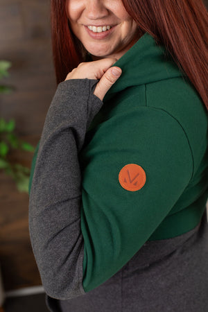 Michelle Mae Classic Halfzip Hoodie - Evergreen and Charcoal