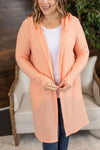Michelle Mae Claire Hooded Waffle Cardigan - Peach