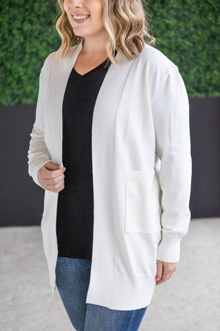 High Pocket Cardigan - White FINAL SALE