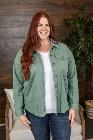 Michelle Mae Cable Knit Jacket - Sage