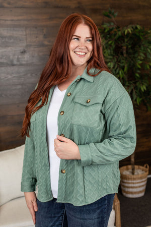 Michelle Mae Cable Knit Jacket - Sage