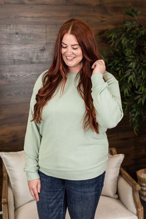 Michelle Mae Corrine Ribbed Pullover Top - Sage